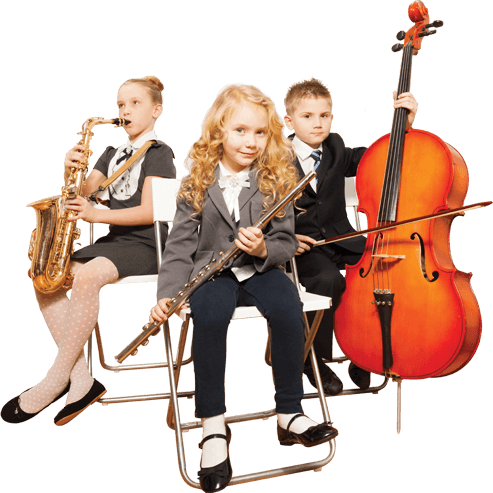 Kids playing music instruments